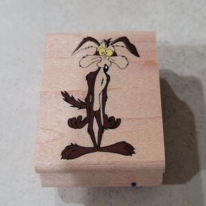 Wile E Coyote Wooden Rubber Stamp YIPES #2380 Looney Tunes
